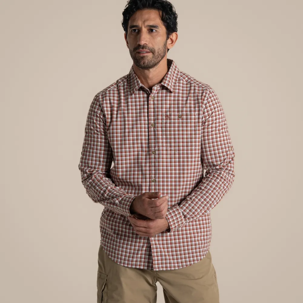 Best Men's NosiLife Nuoro Check Long Sleeved Shirt | Desert|Jungle