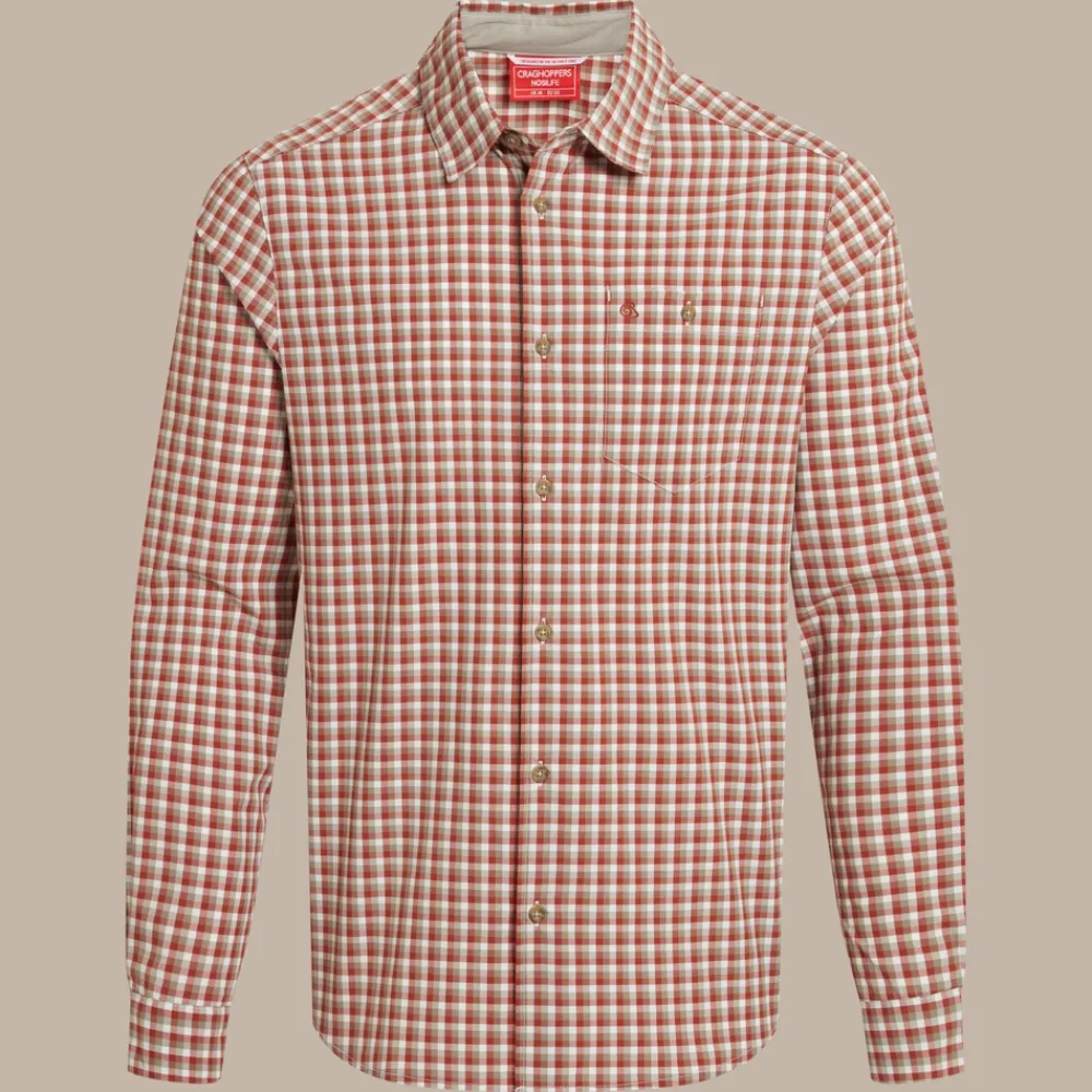 Best Men's NosiLife Nuoro Check Long Sleeved Shirt | Desert|Jungle