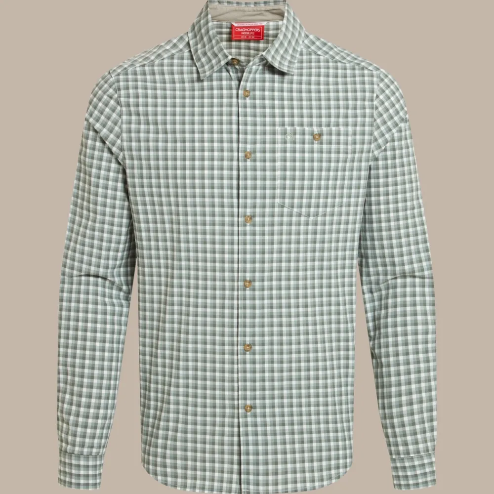 Discount Men's NosiLife Nuoro Check Long Sleeved Shirt | Desert|Jungle